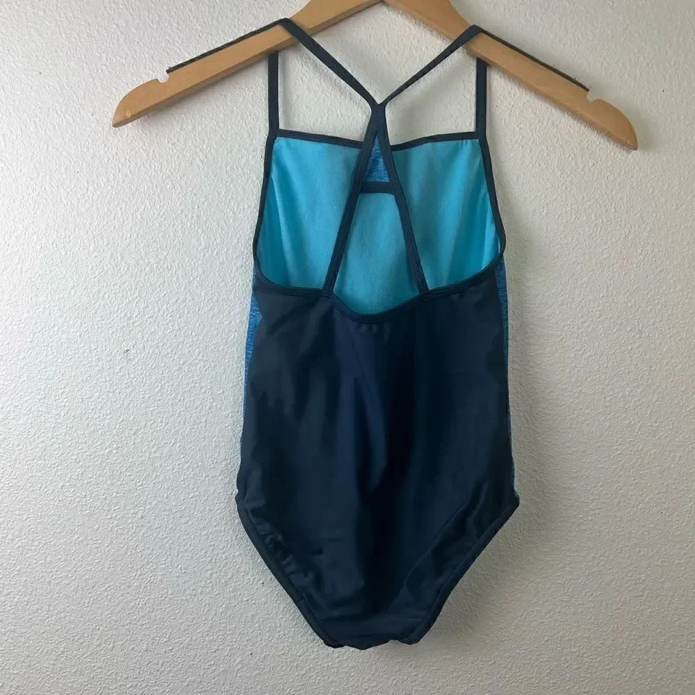 Speedo Big Girls 189765 Diamond Geo Splice One Piece Swimsuit Size 8